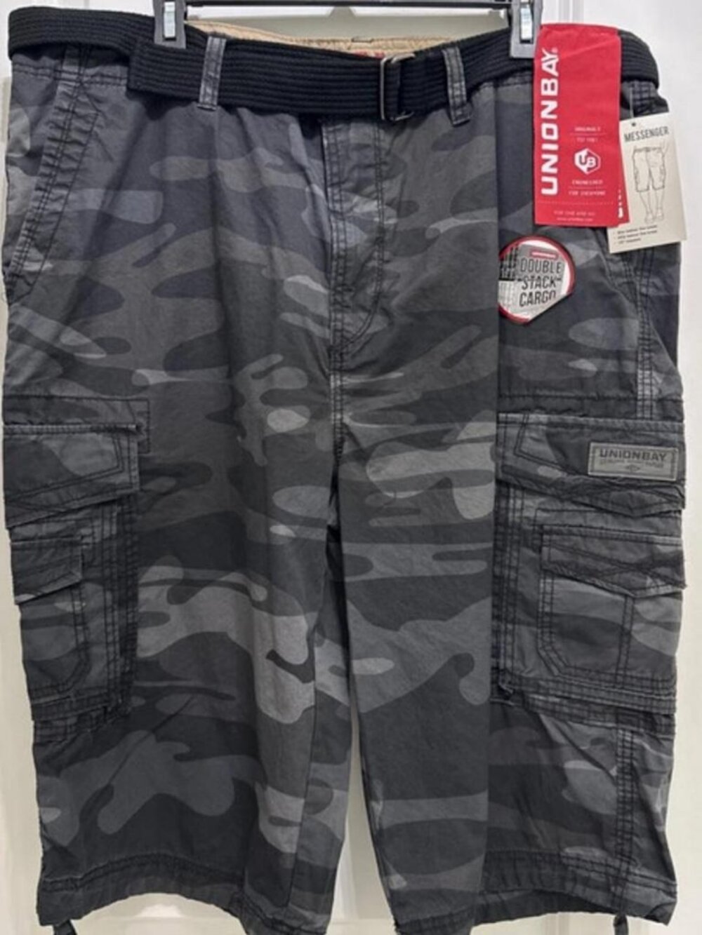 Unionbay Men’s Black Gray Camo Cargo Shorts W32